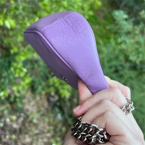 COACH Purple Pebble Leather Shoulder Bag Clutch w Silver Hardware AUTHENTIC - Picture 7 of 9